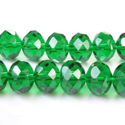 Chinese Cut Crystal Bead - Rondelle 08x10MM DARK EMERALD