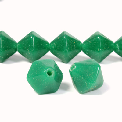 Czech Pressed Glass Bead - Smooth Bicone 15MM GREEN