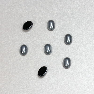 Glass Medium Dome Cabochon Pearl Spray Finish - Oval 07x5MM LT GREY