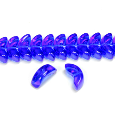 Czech Pressed Glass Bead - Crescent Moon 15MM DARK SAPPHIRE