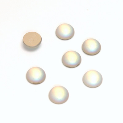 Glass Medium Dome Foiled Cabochon - Coated Round 07MM MATTE CRYSTAL AB