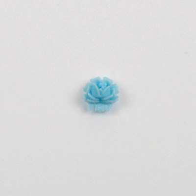 Plastic Carved No-Hole Flower - Rosebud 06.5MM TURQUOISE