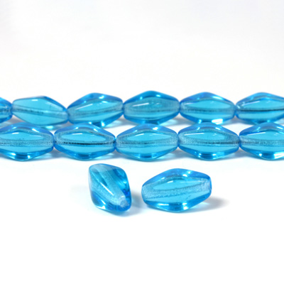 Czech Pressed Glass Bead - Lantern 11x7MM AQUA