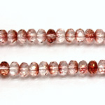Czech Glass Fire Polish Bead - Rondelle Donut 05x3MM 1/2 Coated CRYSTAL/ROSE