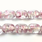 Glass Lampwork Bead - Keg Smooth 19x14MM CRYSTAL FOIL LAVENDER