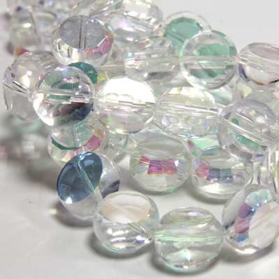 Chinese Cut Crystal Bead - Round Disc Side Drilled 06MM CRYSTAL AB