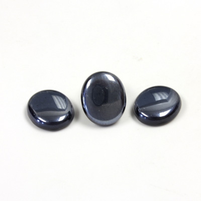 Glass Low Dome Buff Top Cabochon - Oval 12x10MM HEMATITE