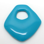 Plastic Pendant - Opaque Color Smooth Fancy 55x53MM TURQUOISE