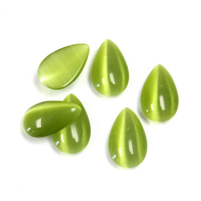 Fiber-Optic Cabochon - Pear 13x8MM CAT'S EYE OLIVE