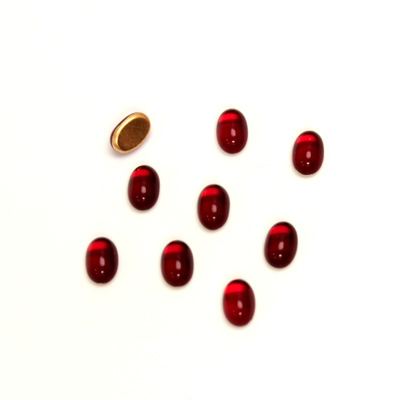 Glass Medium Dome Foiled Cabochon - Oval 06x4MM RUBY