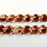 Czech Pressed Glass Bead - Smooth Octagon 12MM 2-TONE BROWN-CRYSTAL