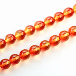 Czech Pressed Glass Bead - Smooth 2-Tone Round 08MM COATED ORANGE-YELLOW 64815