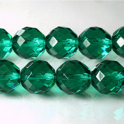 Czech Glass Fire Polish Bead - Round 14MM DARK EMERALD