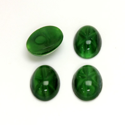 Glass Medium Dome Lampwork Cabochon - Oval 14x10MM STAR EMERALD