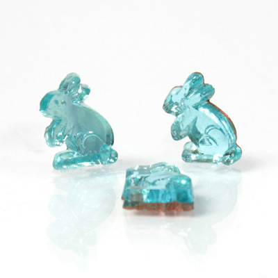 Glass Flat Back Foiled Mirror - Rabbit 10MM AQUA