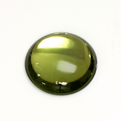 Plastic Flat Back Foiled Cabochon - Round 25MM OLIVINE