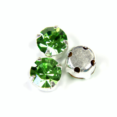 Crystal Stone in Metal Sew-On Setting - Chaton SS30 PERIDOT-SILVER