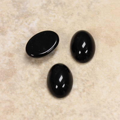 Glass Medium Dome Opaque Cabochon - Oval 16x12MM JET