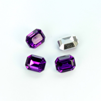 Plastic Point Back Foiled Stone - Cushion Octagon 10x8MM AMETHYST