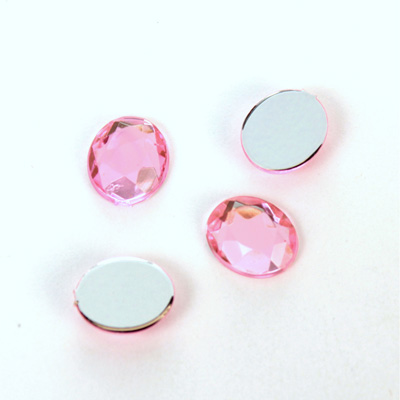 Plastic Flat Back Foiled Rose Cut Rhinestone - Oval 12x10MM ROSE