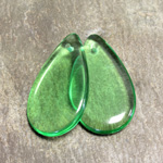 Czech Pressed Glass Pendant - Smooth Pear 30x18MM PERIDOT