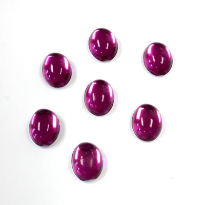 Plastic Flat Back Foiled Cabochon - Oval 08x6MM FUCHSIA