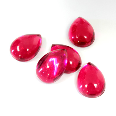 Plastic Flat Back Foiled Cabochon - Pear 14x10MM FUCHSIA