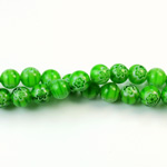 Glass Millefiori Bead - Round 06MM LT GREEN WHITE (20)