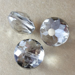 Chinese Cut Crystal Bead Side Drilled Coin - Round 14MM GREY LUMI COAT