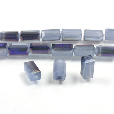 Chinese Cut Crystal Bead - Rectangle 08x4x4MM OPAL BLUE COAT