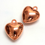 Metalized Plastic Pendant- Smooth Heart 20MM COPPER