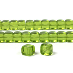 Czech Pressed Glass Bead - Cube 05x7MM OLIVINE