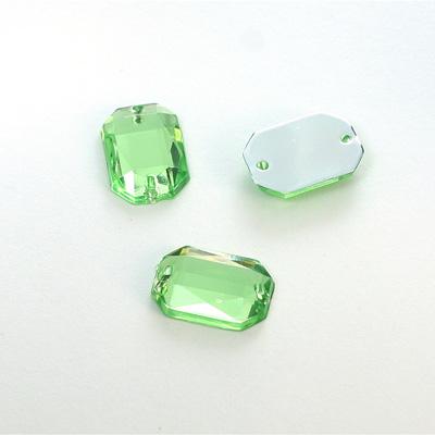 Plastic Flat Back 2-Hole Foiled Sew-On Stone - Cushion Octagon 14x10MM PERIDOT