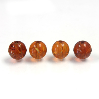 Czech Glass Lampwork Bead - Round 08MM FLAWED TOPAZ