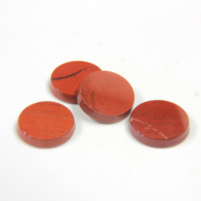 Gemstone Flat Back Single Bevel Buff Top Stone - Round 11MM RED JASPER