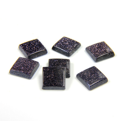 Man-made Gemstone Flat Back Single Bevel Buff Top -  Square 07x7MM BLUE GOLDSTONE