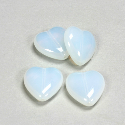 Czech Pressed Glass Bead - Smooth Heart 16x15MM WHITE OPAL