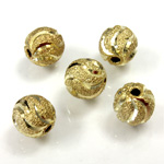 Brass Machine Made Bead - Engraved Round 08MM RAW BRASS