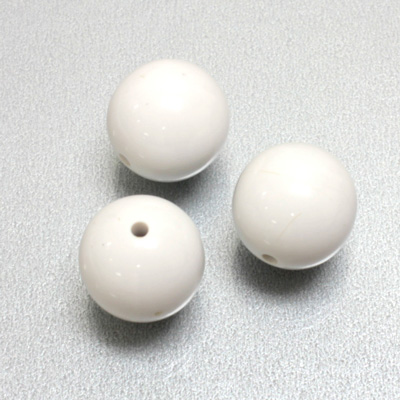 Plastic Bead - Opaque Color Smooth Round 16MM WHITE