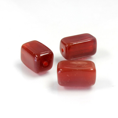 Czech Glass Lampwork Bead - Rectangle 13x7MM CORNELIAN