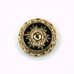 Glass Flat Back Engraved Victorian Intaglio - Round 22.5MM GOLD on JET
