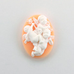 Plastic Cameo - Cherubs 3 Oval 25x18MM WHITE ON ANGELSKIN
