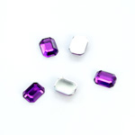 Plastic Flat Back Foiled Rose Cut Rhinestone - Cushion Octagon 08x6MM AMETHYST