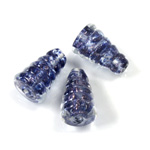Czech Glass Lampwork Bead - Cone Twisted 19x11MM BLUE COPPER SILVER LINE 92187