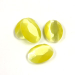 Fiber-Optic Flat Back Stone with Faceted Top and Table - Oval 14x10MM CAT'S EYE YELLOW