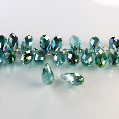 Chinese Cut Crystal Pendant -Pear 12x6MM AQUA  GREEN