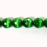 Fiber Optic Synthetic Cat's Eye Bead - Round Faceted 10MM CAT'S EYE GREEN