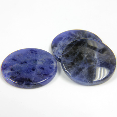 Gemstone Flat Back Single Bevel Buff Top Stone - Round 18MM SODALITE