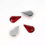 Plastic Flat Back Foiled Rose Cut Rhinestone - Pear 13x8MM RUBY