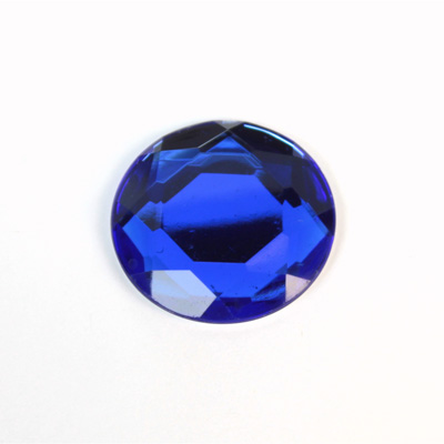 Plastic Flat Back Foiled Rose Cut Rhinestone - Round 25MM SAPPHIRE